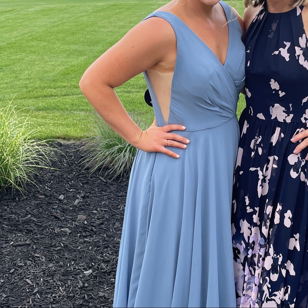 Dusty blue bridesmaid dress size 12, worn once, dry cleaned, pockets!